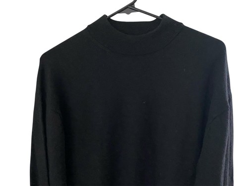 Pronto Uomo Mens Black Sweater 100% Extra Fine Merino Wool Classic Pullover XL - Picture 4 of 7