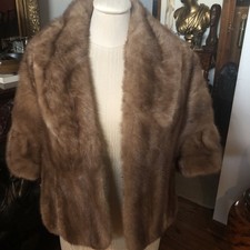 EXCEPTIONAL Vintage MINK fur shrug Brown size m 25  length wrap stole cape