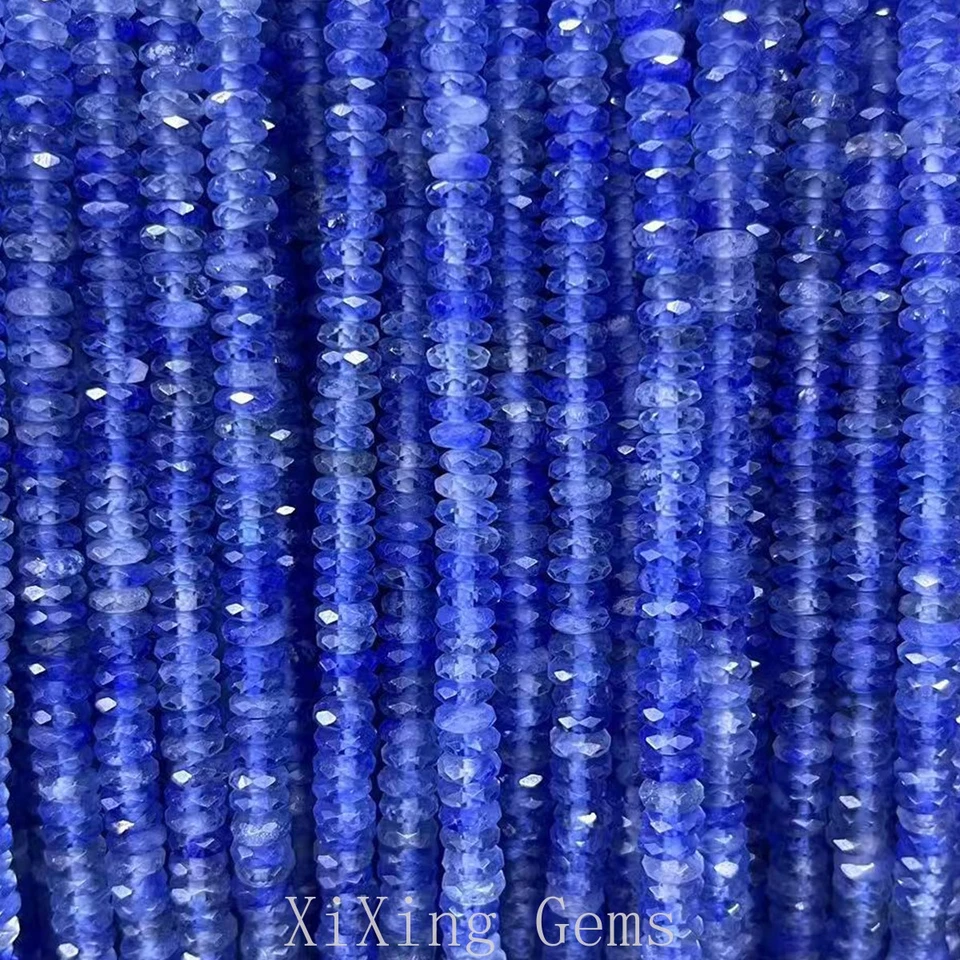 2x5mm High Quality Faceted Blue Watermelon Crystal Rondelle Disc Spacer Beads - Image 2 of 4