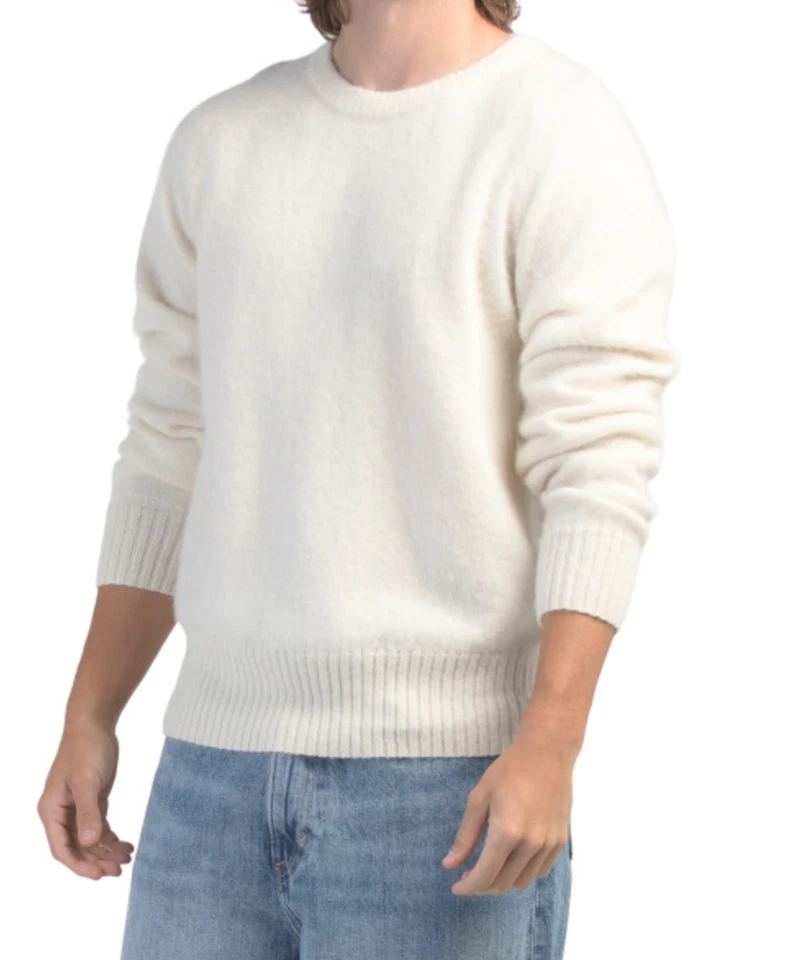$248 Buck Mason Men's L Shaggy Alpaca Saddle Crewneck Sweater Pullover Snowdrift - Image 3 of 4