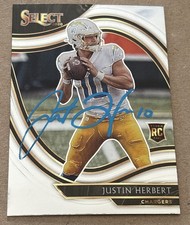 Justin Herbert Auto 2020 Panini Select Field Level Rookie Card #344 Rare Beauty. rookie card picture