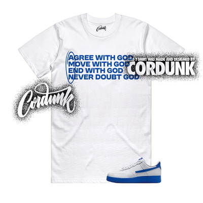 Air Force 1 Game Royal Blue White Hyper Dunk Low T Shirt Match AMEN