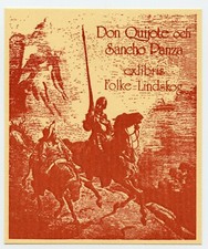 Dopo G. Dore, Don Chisciotte e Sancho Panza, Folke Lindskog Ex libris Bookplate