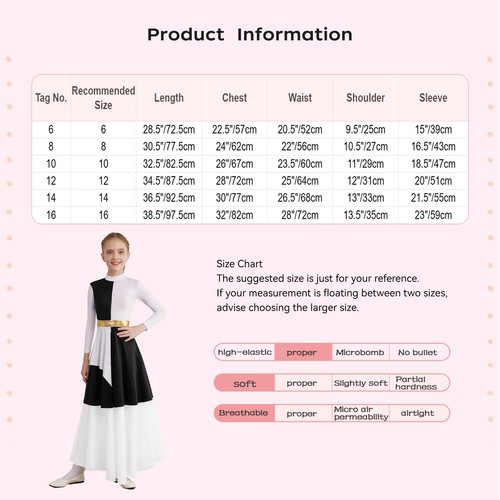 Kids Girls Costume Worship Dress Contemporary Dancewear Liturgical Metallic - Picture 15 of 61