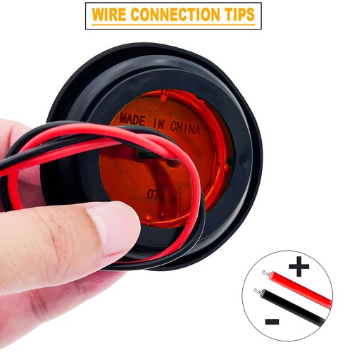 5pcs 12V 2" inch Round Red LED Car light Side Clearance Trailer Truck Light - Bild 6 von 12