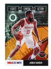2019 Panini NBA Hoops Premium Stock Lights Camera Action Orange James Harden #29