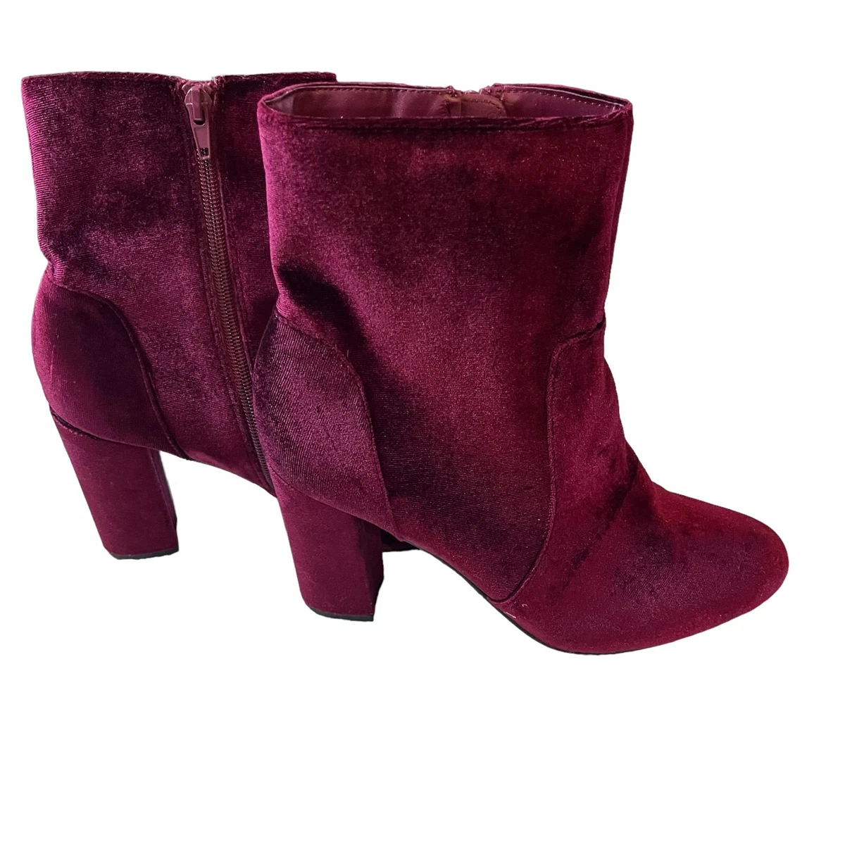 Madden Girl Velvet Fancy Burgundy Wine Ankle Booties Boots Zipper