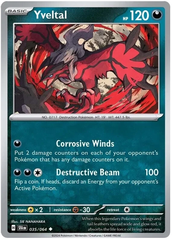 SFA-EN 035/064 Yveltal : Reverse Holo Pokemon Card : Shrouded Fable