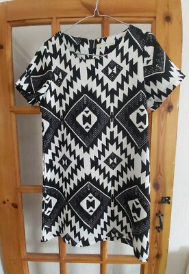 Vera Lucy Black White Dress UK Size S/M UK