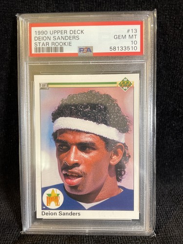 1990 UPPER DECK 13 DEION SANDERS Rookie RC YANKEES PSA 10 Gem Mint HOF 