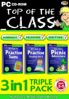 NEU Spitzenklasse 3 in 1 Vorschule 3-5 Rechnen Lesen Schreiben PC CD-ROM