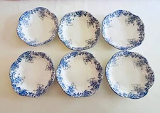 6 Shelley DAINTY BLUE Cereal Fruit Bowls 6 1/4" England