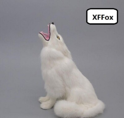 cute simulation wolf model plastic&furs white sitting wolf toy about 23x20cm