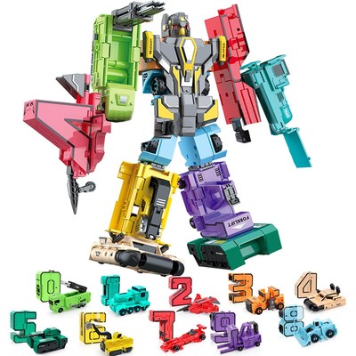 Number Bots Toys for Kids Number Blocks Toys 10 in 1 DIY 12.3Inch Alphabet Tr...