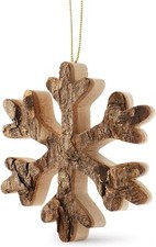 Wood Snowflake Christmas Ornament, Rustic Holiday Decor, Tree Snowflake Ornament