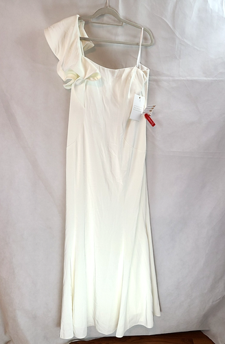 Maxi abito da sposa sirena monospalla monospalla con volant MAC DUGGAL 67156 Wm (16) bianco nuovo - Foto 2 di 15