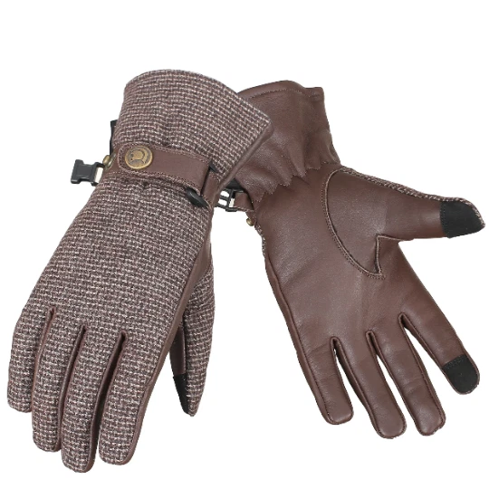 BeautifulTweed and Leather Gloves Fashion Cool Weather Unique Touchscreen MEDIUM
