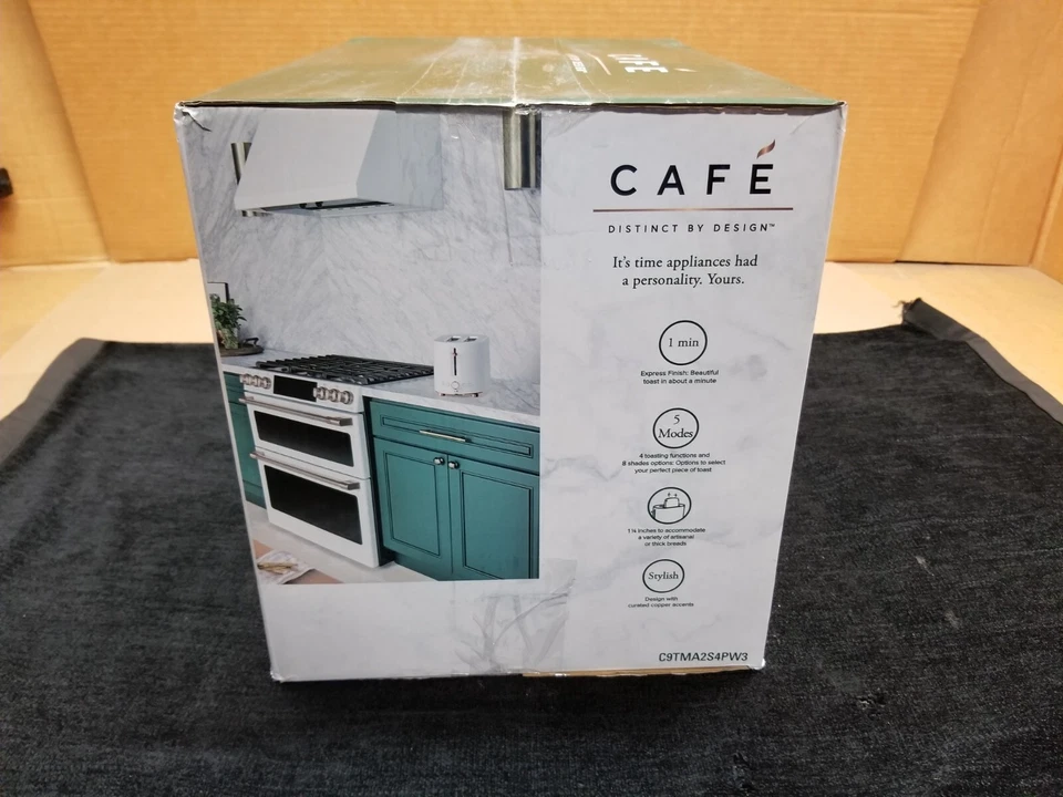 Matte White Café Express Finish 2-Slice Toaster | Extra-Wide Slots, 2-Slice - Image 3 of 4