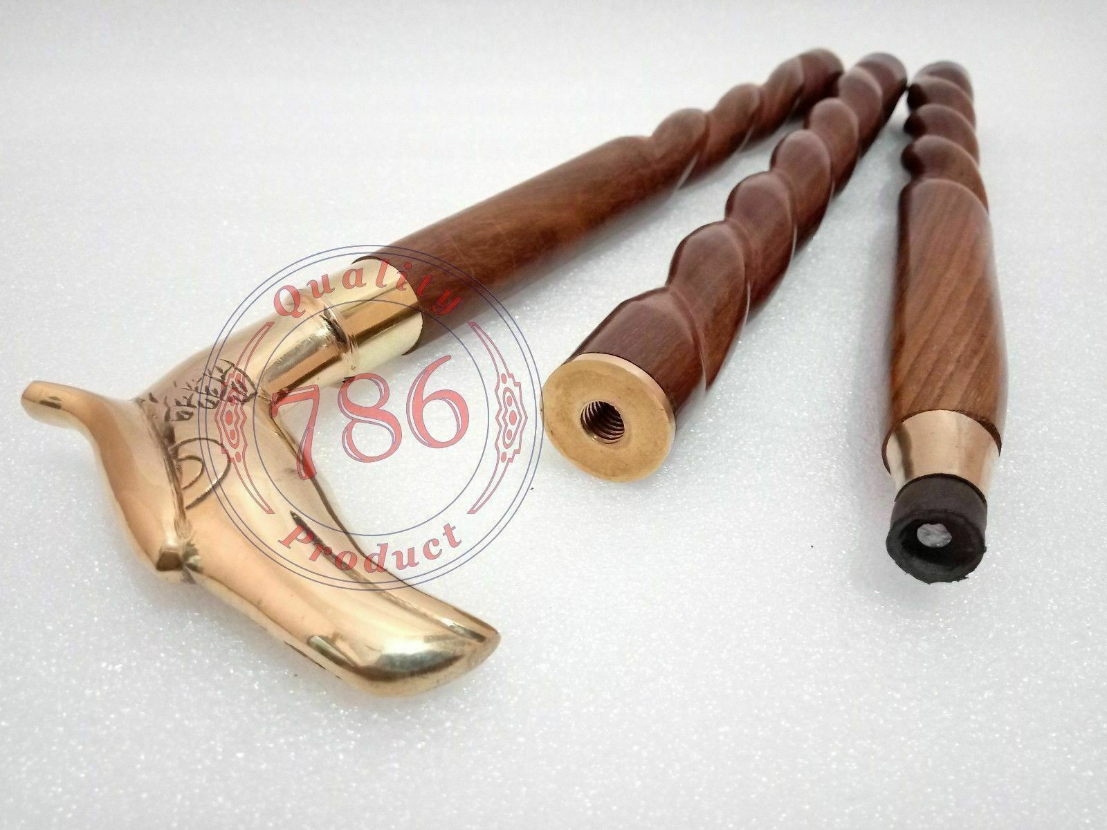 Vintage Solid Brass Eagle Handle Victorian Wooden… - image 3