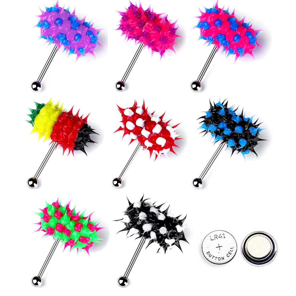 8Pcs/set Vibrating Tongue Ring Stud Barbell Stainless Steel Body Piercing  Jewelr