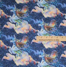 Celestial Journey Unicorn Sky 3 Wishes Digital Print Fabric 1/2 Yard  17131