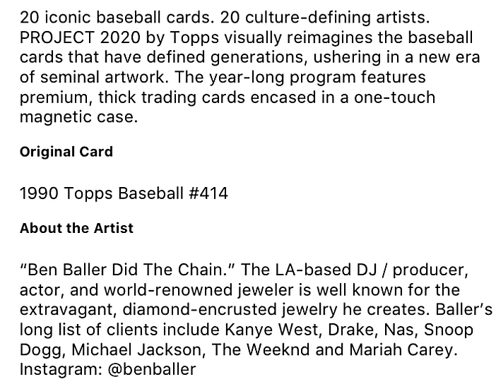 Topps Project 2020 Card #23 Frank Thomas by Ben Baller 1990 PR / 2836 - Image 4 of 4