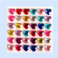 36 Colorful Self-Adhesive Heart-Shaped Gem Stickers, DIY Gemstone And Diamond