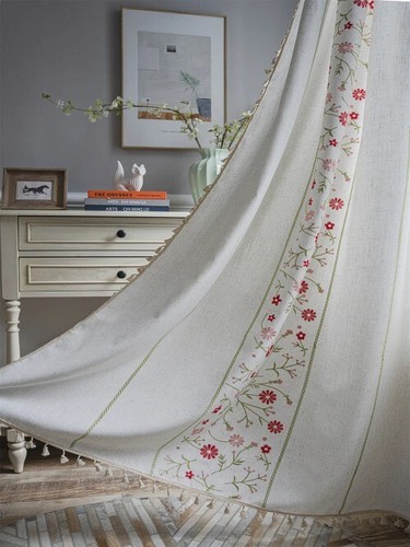 Sage Green Boho Curtains for Bedroom Living Room Cute Textured Window Curtain - Picture 21 of 36