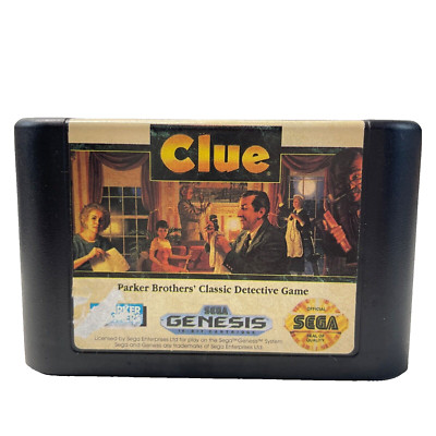 SEGA GENESIS Parker Brothers CLUE Detective Game Cartridge
