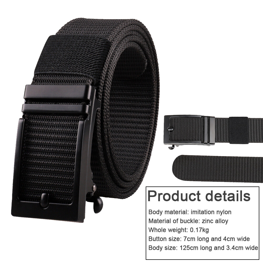 Mens Ratchet Belt Nylon Web Belts for with Automatic Slide Buckle
