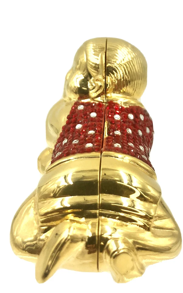 Judith Leiber Pillbox水晶爬行婴儿头枕红色白色金色圆点图案 — 第 2/4 张图片