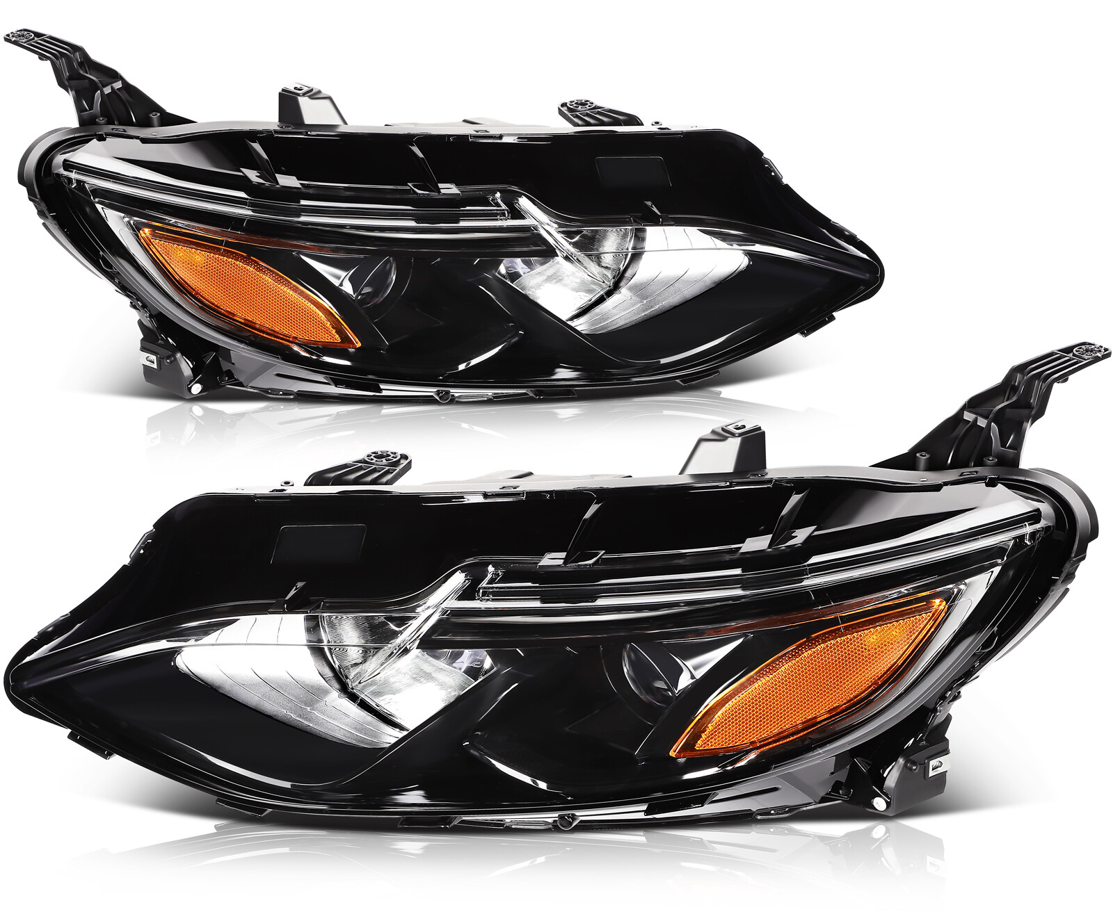 Headlights Assembly Pair Halogen For Chevrolet Malibu 2019-2021 Black Left Right