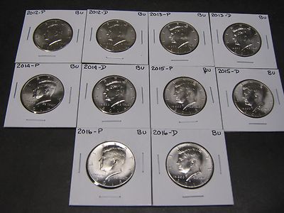 2012 2013 2014 2015 2016 2017 P & D BU KENNEDY HALFS (12) Coins) Mint ...