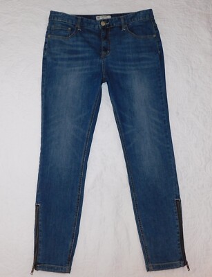 FREE PEOPLE   Size 29   Skinny Leg High Rise Ankle Zip Denim Jeans   #CN29