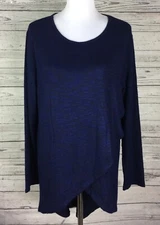 Yelete Tunic Sweater Women’s Size 2XL Navy Blue High Low Hem Long Sleeve Stretch