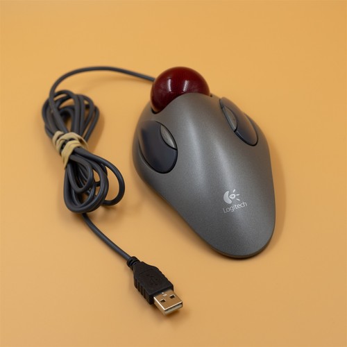 Logitech T-BC21 USB Wired Optical Trackman Marble Mouse Trackball Tested Working