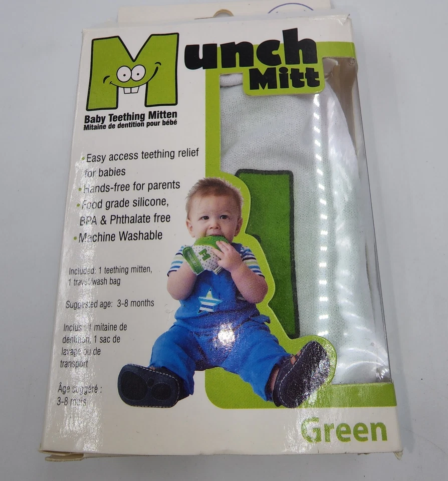 MUNCH MITT BABY TEETHING MITTEN GREEN NEW IN BOX - Image 3 of 3