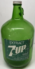 Vintage 7 Up Green One Gallon Syrup Jug Seven-Up Bottle Milwaukee Wi Paper Label