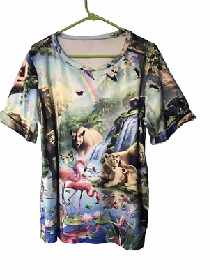 STUNNINGLY BEAUTIFUL Wild Jungle Animals Shirt Women Sz XXL Bright Vivid Colors