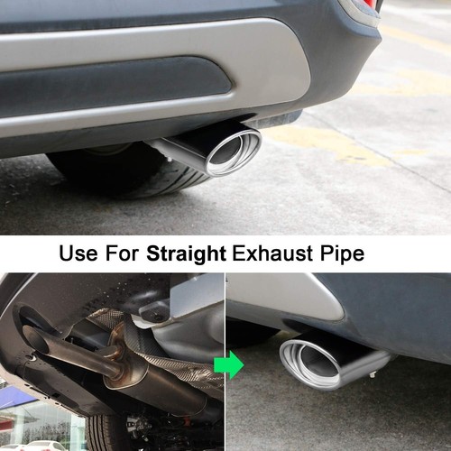 Silver Oval Exhaust Tip Muffler 15 To 225 Inch Easy Installation Tailpipe Decor - Picture 3 of 7