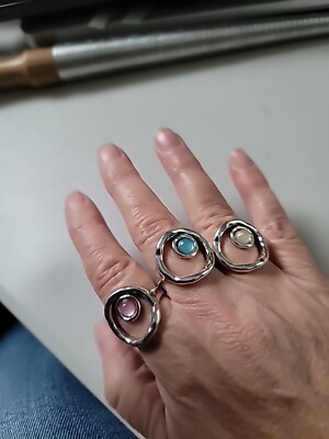 Make a wish Circle round wish ring silver uno de 50 style pink blue or sand