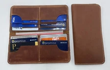 Genuine Vintage Leather Crazy Horse Checkbook Cover Wallet Credit Card Holder 41