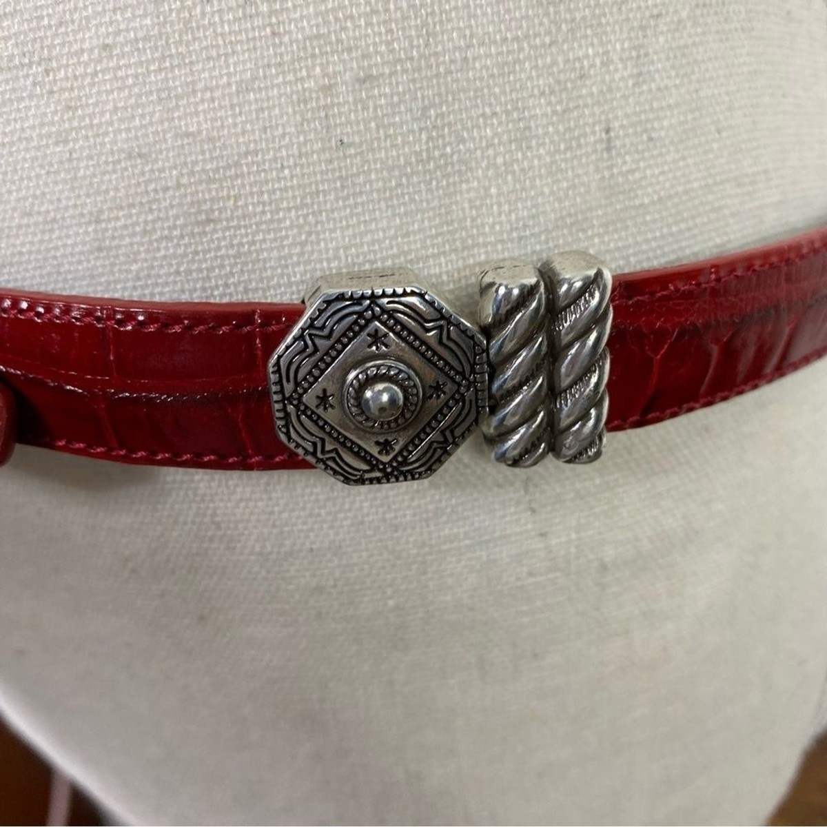 Brighton red croc embossed belt size 36 | eBay