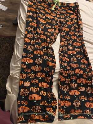 Old Navy Halloween PJ/Lounge Pants Orange pumpkin On Black