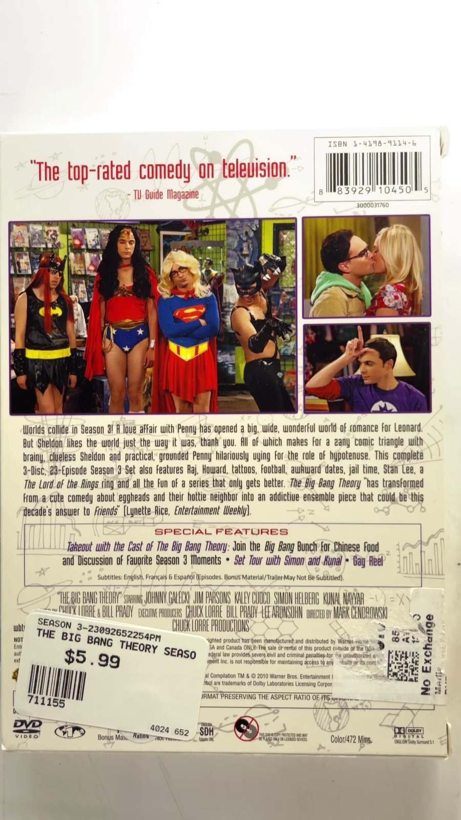 The Big Bang Theory: the Complete Third Season (DVD, 2009) 883929104505 ...