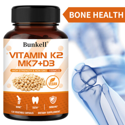 Vitamin K2 (MK7) 100mcg with D3, Black Pepper Capsules, Immune Health