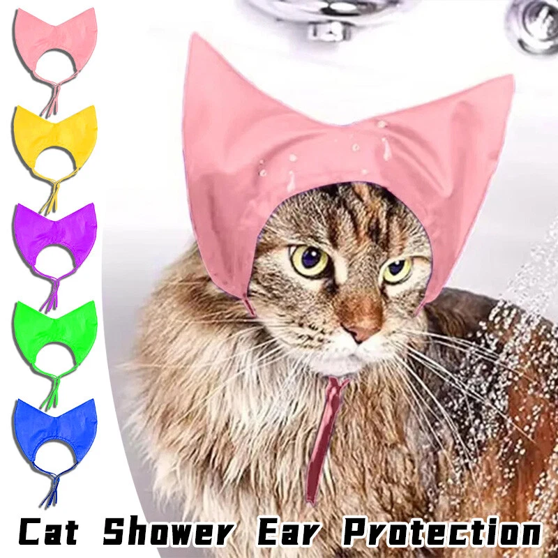 Кошка водонепроницаемый душ крышка регулируемый кот милый купание уха защита крышка шляпа - Изображение 2 из 4