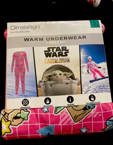 STAR WARS Girls CLIMATE RIGHT BY CUDDL DUDS THERMAL UNDERWEAR WARM THUMB HOLES - Picture 2 of 3