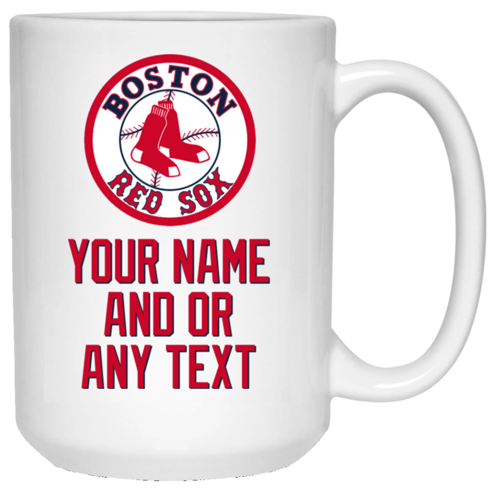 Custom Personalized Boston Red Sox Logo v2 White Ceramic Coffee Mug Cup