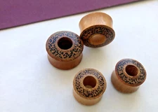 Pair Ear Plugs Tunnel Bamboo Wood  Natural Wood Finish No Dyes Double Flare A-2